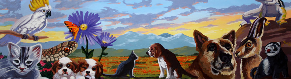 Painting that includes different animals 