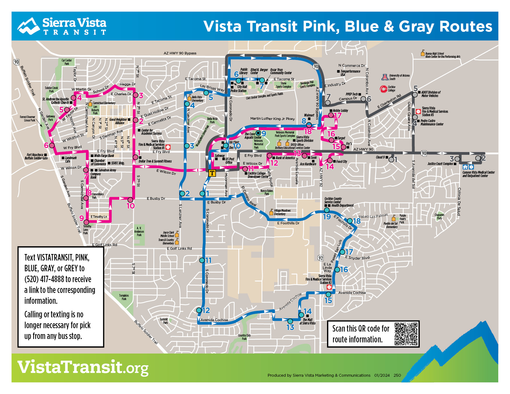 2024 VT Pink Blue & Gray Routes Map
